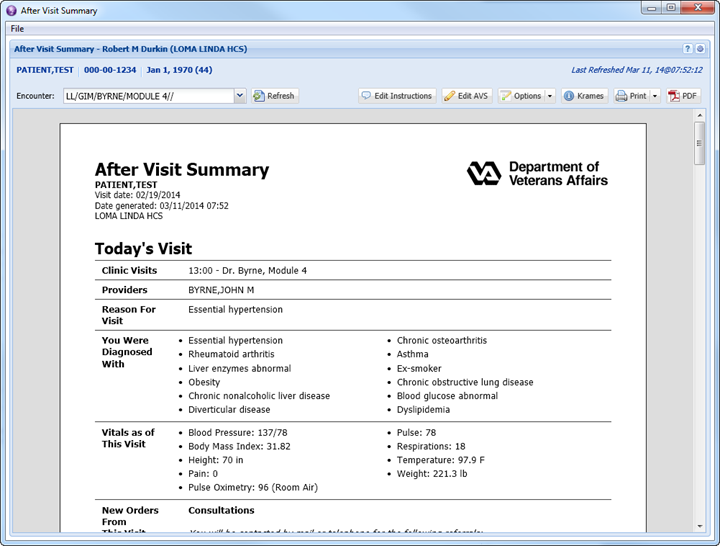 Epic After Visit Summary Template